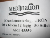 100 Stück (2 Krt. mit je 50 Stk.) KRANKENUNTERLAGEN 60 x 90 cm MEDINATION 12-LAGIGE SUPER SAUGSTARKE Betteinlage Bettschutzeinlage IDEALES PRODUKT FÜR DIE KRANKENPFLEGE ZU HAUSE